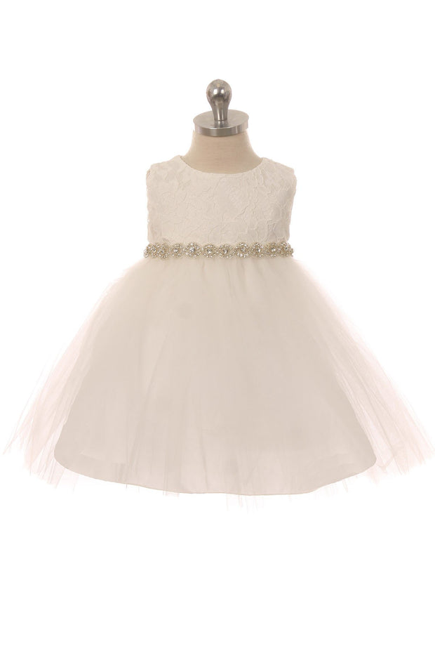 Style No. 456B-A Lace Dress w/ Rhinestone Trim