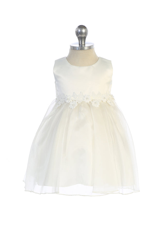 Style No. 459 Pearl Flower Embroidery Organza Baby Dress
