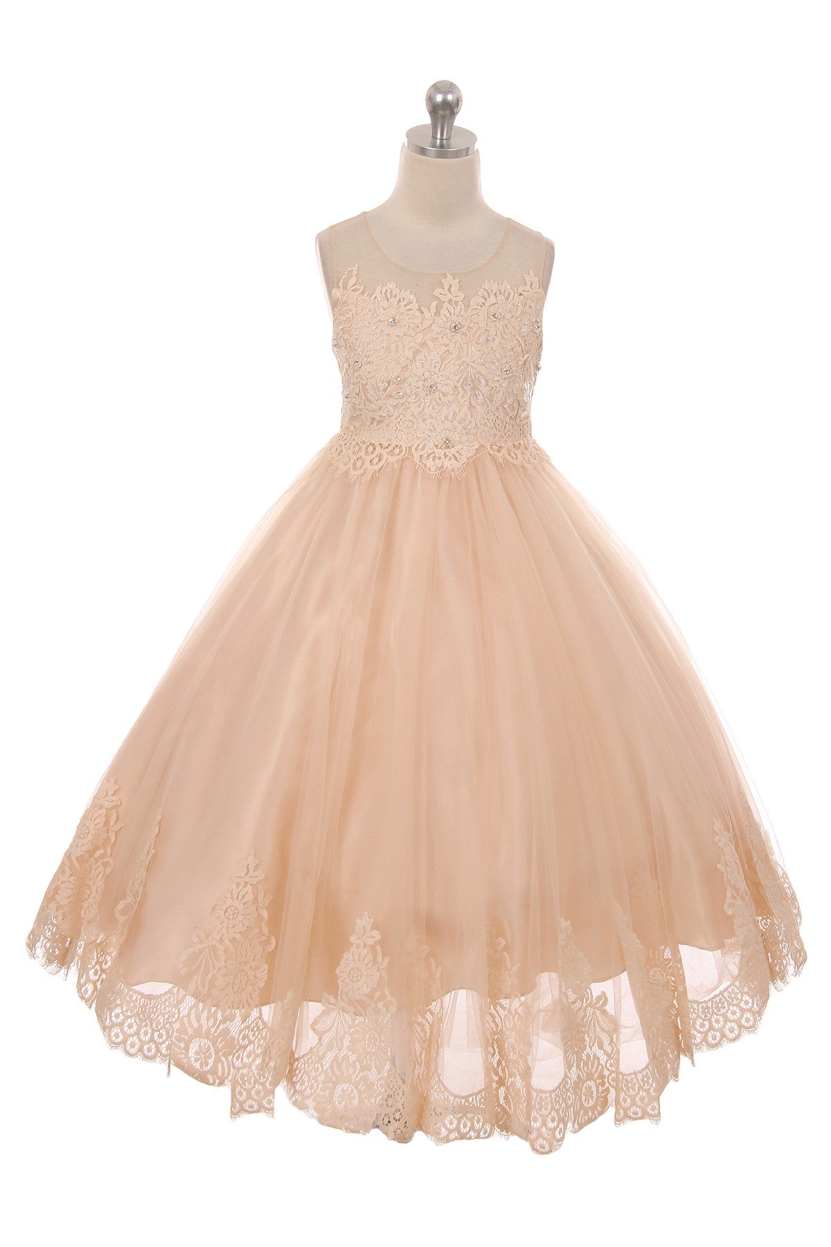 Style No. 7007 Lace Appliqué Illusion Bateau Dress