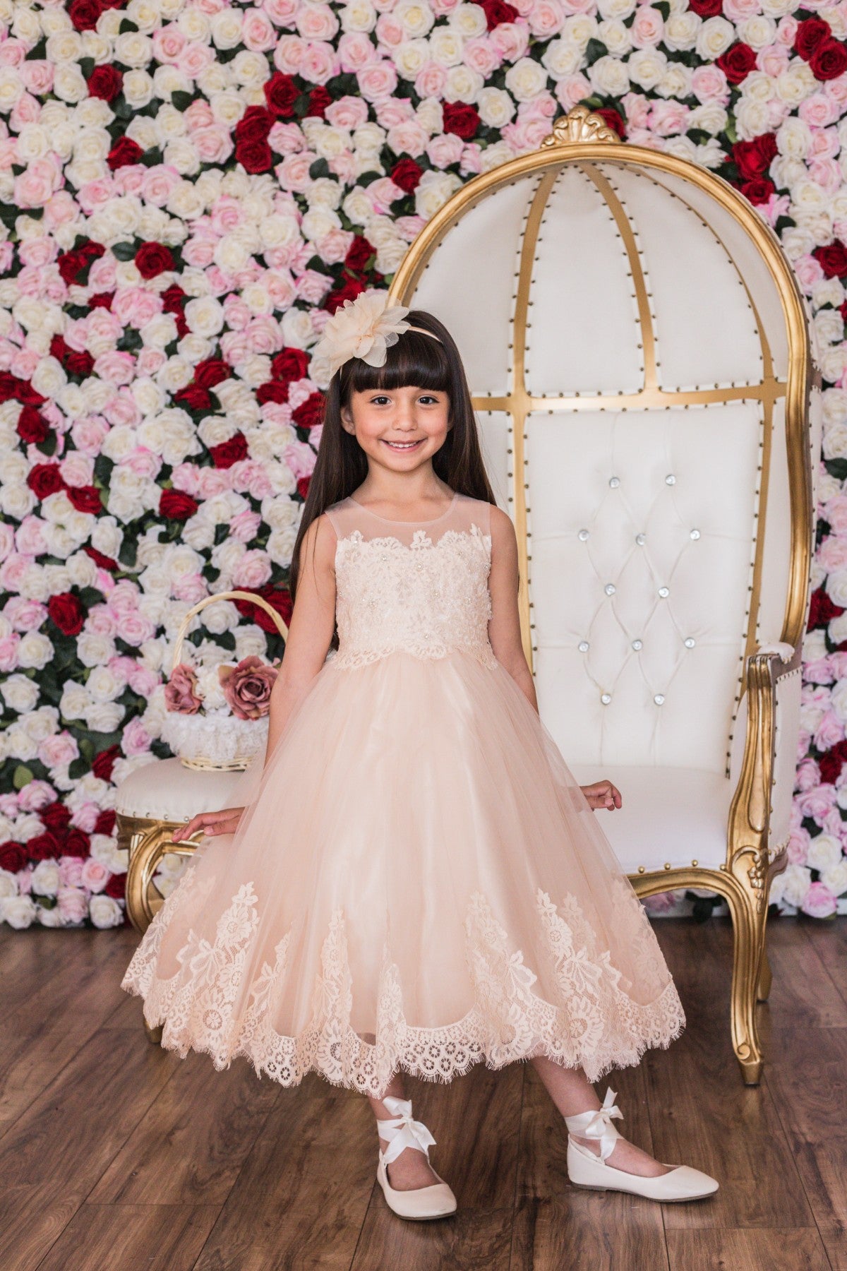 Style No. 7007 Lace Appliqué Illusion Bateau Dress