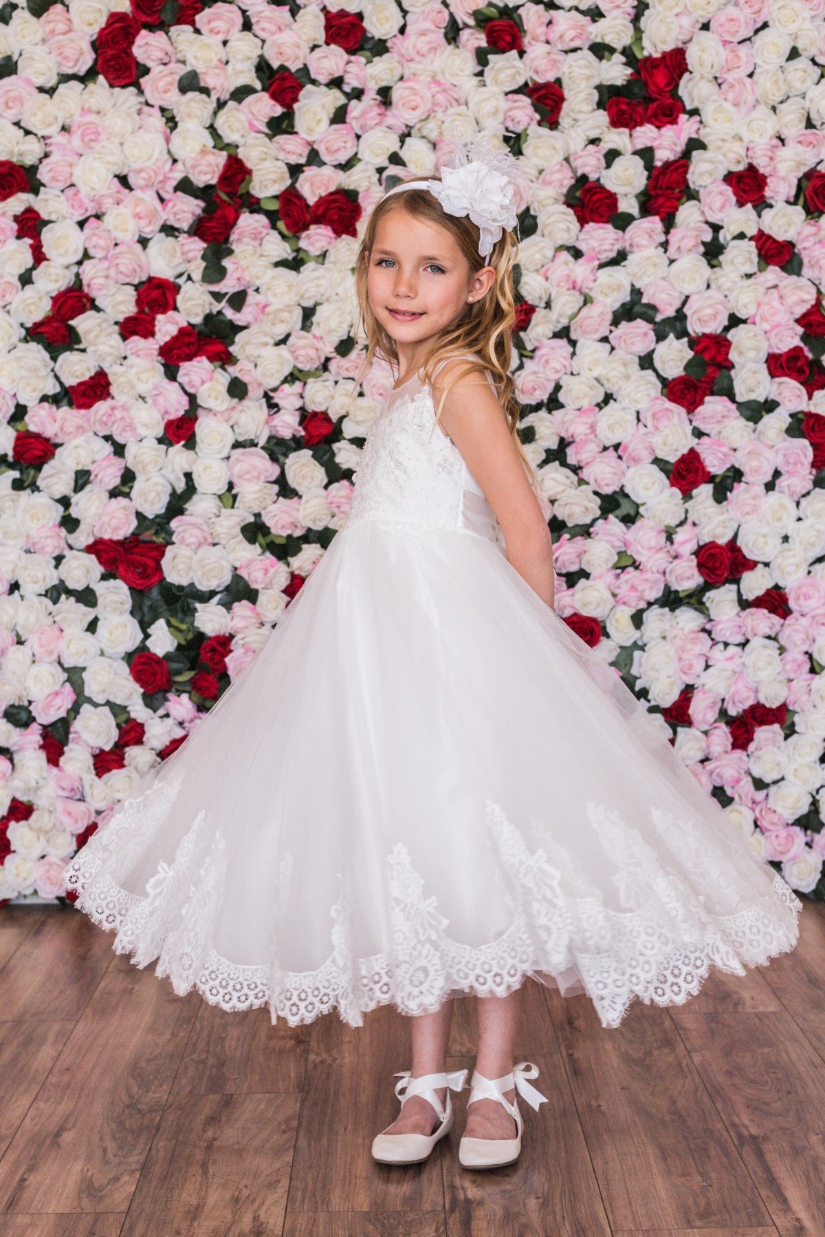 Style No. 7007 Lace Appliqué Illusion Bateau Dress