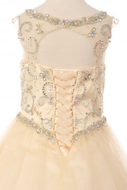 Style #8005  Gorgeous Elegant hand beaded rhinestone Bateau neckline dress