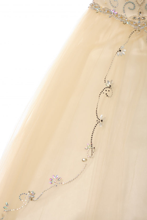 Style #8005  Gorgeous Elegant hand beaded rhinestone Bateau neckline dress