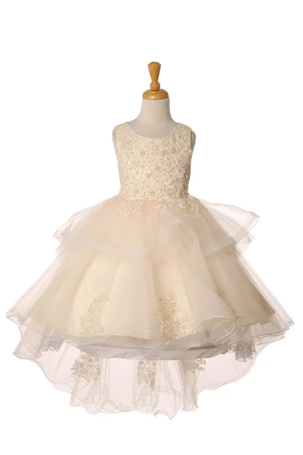 Elegant hand-crafted lace applique dress