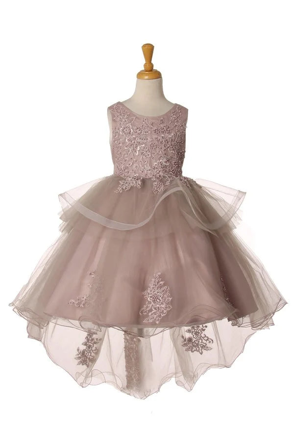 Elegant hand-crafted lace applique dress
