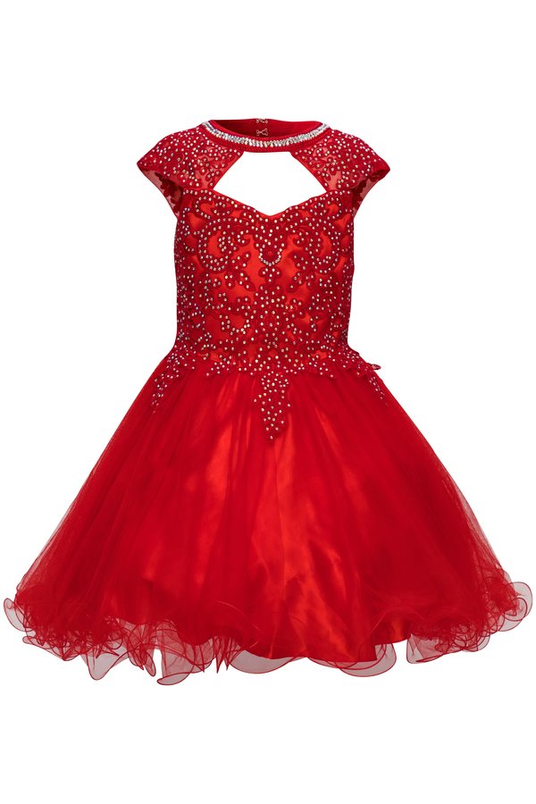 Style #5083 Sparkly AB stone halter sweet heart neckline lace tulle short dress