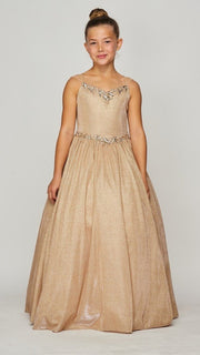 Style #5087 Elegant metallic two tone colored floor length dress