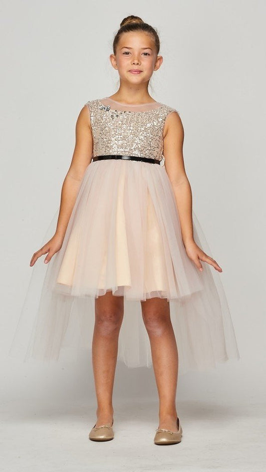 Style #5098 Cute & sassy sequin hi low dress