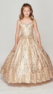 Style #8007 Dazzling metallic glitter sweetheart bodice neckline long pageant dress
