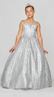 Style #8007 Dazzling metallic glitter sweetheart bodice neckline long pageant dress