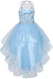 #5101 Party Dress with Halter neckline with pearls and jewel beaded, rhinestone and sequin bodice