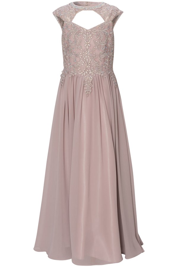 Style #5084 Sparkly AB stone halter sweet heart neckline lace chiffon floor length dress