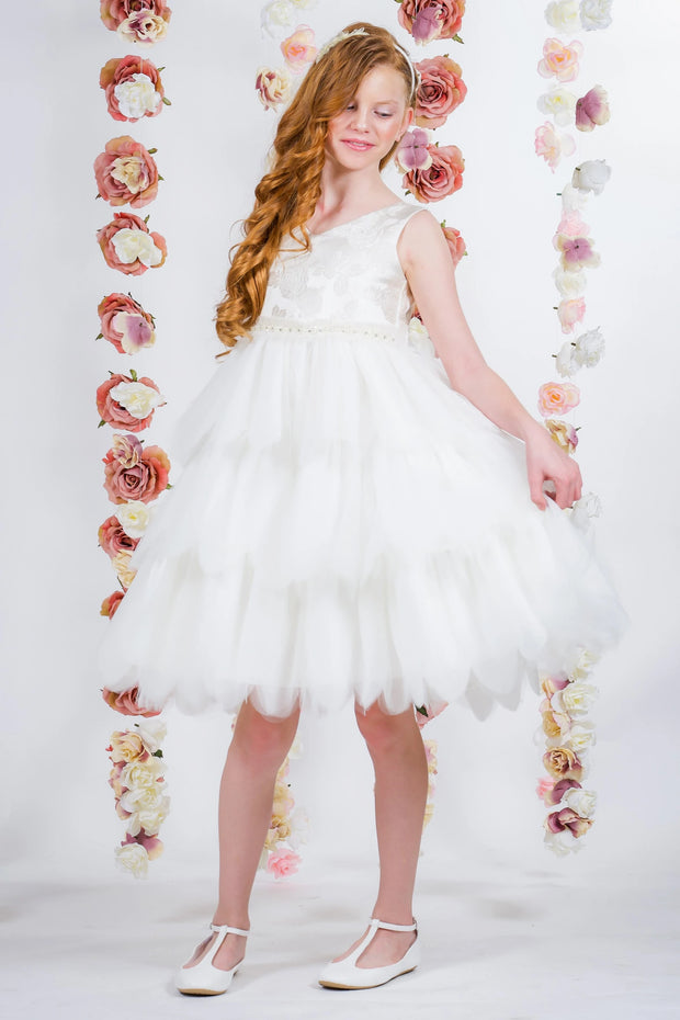 Style No. 412 Rose Brocade 10 Layer Illusion Dress